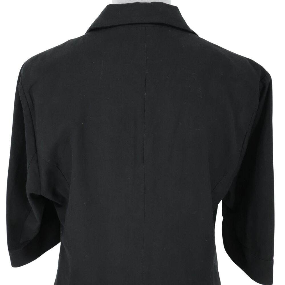 Mina Self Jacket Womens Large Black Linen Blend Lined Blazer 3/4 Sleeve Career - Picture 9 of 16
